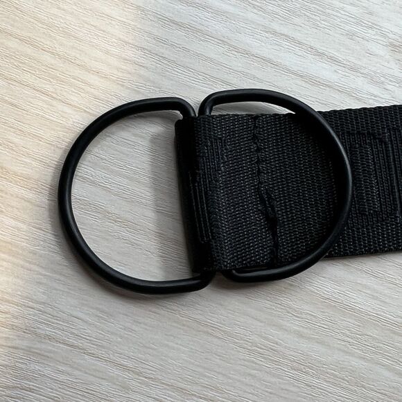 DKNY Donna Karan Belt OS Black Nylon Logo Double D Ring 39” Long Unisex Utility - Picture 3 of 8